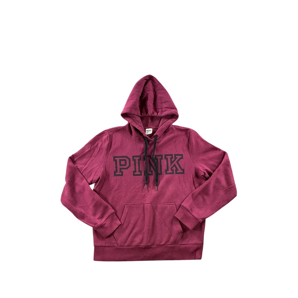 Victoria's Secret PINK Pullover Hoodie Maroon Burgundy Logo Sweatshirt Small
